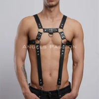 Gay Rave Harness Faux Leather Adjustable Men Body Chest Harness Bondage Costume Hot Sexy BDSM Bondage Exotic Adult Mens