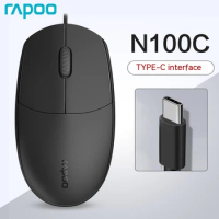 Original Rapoo N100C Type-C Wired Mouse For Mobile Phones, Tablets, Laptops,OPPO Samsung Apple Xiaomi Huawei Mac Office Mouse