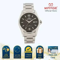 Mirage Jam Tangan Pria Analog 8710 M Silver Original Stainless Plat Hitam