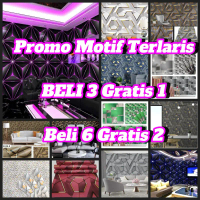 PAKET BELI 3 GRATIS 1 COD Wallpaper Sticker Dinding Ruang Tamu Motif Geometric Putih Abu Gold | Kota