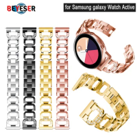 Watchband 20mm for Samsung Galaxy Watch 3 41mm 42mm Active Active 2 40mm Gear Classic Jewelry Band Rhinestone Diamond Link Strap