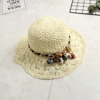 草帽遮陽帽-鈎織扇形鏤空可摺疊女帽子5色73vq18【獨家進口】【米蘭精品】