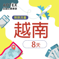 【AOTEX】8天越南上網卡Viettel高速4G網速無限流量(手機SIM卡網路卡預付卡吃到飽不降速)