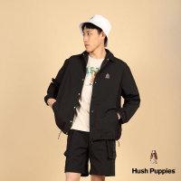 【Hush Puppies】男裝 襯衫 漁夫帽花襯衫狗防潑水寬版襯衫(黑色 / 43112106)
