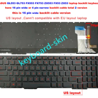 New US backlit keyboard without-frame for Asus FX53VE FZ53V ZX53VD ZX73VD FX553V FX53VE FZ53V ZX53VD FZX73VD GL753V ZX553 FX753