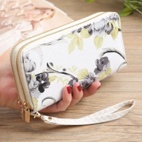 Mara's Dream 2020 Women's Wallet Rose Print Wallet Fashion Handbags Wild Double Zipper Clutch Bag Multi-card Women Bag Purse