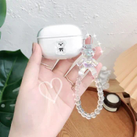 For Huawei FreeBuds Pro 3 / freebuds pro2 Case Cute Bear Earphone Case with Pendant Hearphone Transparent tpu Silicone Cover