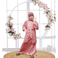 Liana Kid/Gamis Pesta Anak-Anak/ Dress Set Cardi Outer Anak Tanggung/Fashion Muslim/Model Kekinian B