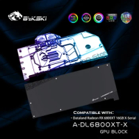 Bykski A-DL6800XT-X GPU Water Block For PowerColor Radeon RX 6800 XT 16GB X-Serial VGA Card, With Backplate Liquid Cooler System