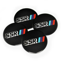 Pelekat Penutup Hab Pusat Roda Auto Aluminium Hitam SSR, Set 4pcs, Diameter 49mm, Ketibaan Baru, Rek