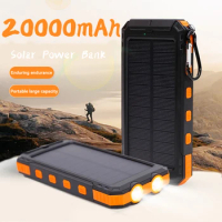 New 20000mAh Solar Power Bank Outdoor Portable Charger Waterproof Powerbank For Samsung iPhone Xiaomi Huawei