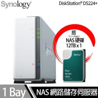 Synology群暉科技 DS120j NAS 搭 Synology HAT3300 Plus系列 12TB NAS專用硬碟 x 1