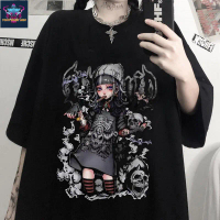 T-shirt  Summer Gothic Women's T-shirt Beautiful Loose Women's T-shirt Grunge Stredntkivkvmy