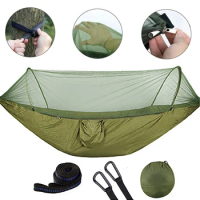 Portable Outdoor Garden Quick Open Tourist Mosquito Net Hammocks For Travel Camping Sleeping Hanging Hammock Swing Nature Hike
