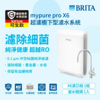 【BRITA】mypure Pro X6 超微濾專業級淨水系統贈mypure pro PF 前置濾芯乙支 +奇美 HD-20FCN0 負離子吹風機
