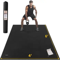 Large Exercise Mats for Workout, Extra Thick Workout Mats for Gym, Gym Mats for Jump Rope, Weights, Cardio, Fitness 6' x 4 Rub