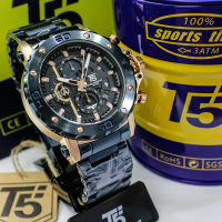 Jam Tangan Pria T5 3723 Analog Chrono Original Rantai Stainless Steel Watches