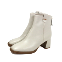 SNAIL 粗跟短靴 米白色 女鞋 S-6234402 no277