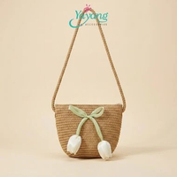 Yayang Tas Anak Perempuan Anyam Mini Sling Bag Bunga Tulip Korean Fashion Lucu Brown
