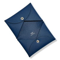 【Hermes 愛馬仕】Calvi 卡包/卡片夾(深藍 Deep Bleu x 牛皮 Madame)