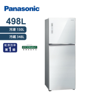 Panasonic國際牌 498L無邊框玻璃二門變頻1級電冰箱 翡翠白 NR-B493TG