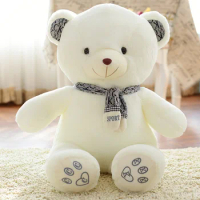 45cm Cute Stuffed Animal Bear Doll with Scarf Teddy Bear Plush Toy Xmas Gift Kawaii White Plush Doll Stuffed Animals