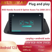 Car Radio for 9 Inch RHD Honda Accord 8 Spirior Acura Tsx 2008-2013 Autoradio Audio Gps Navi DSP Carplay Android Auto