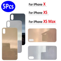 5Pcs/Lot，Big Hole NEW For iPhone X / XS / XS Max Housing Case Replacement Battery Back Glass Cover with Sticker Repair Parts