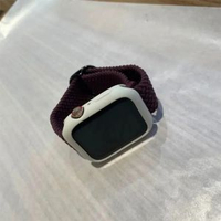 適用蘋果手錶iwatch10錶帶applewatchse編織透氣s9保護殼s5小眾s8酒紅色+古董白殼49mm【適用Ultra1/2】