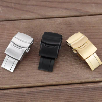 Solid Fold Watch Buckle for Seiko Stainless Steel Diving Clasp 18mm 20mm 22mm 24mm Metal Watch Band Buttons Watch Accessories
