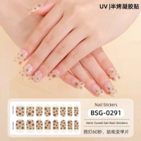 16 Tips Semi-cured Gel Nail Sticker 3d Hot Stamping Baking Lamp Required Full Cover Gel Nail Art Nail Design