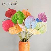 1pcs 3D Printing Anthurium Flower Arrangement Accessories Artificial Green Plants Potted Home Hotel Decoration Photography Props