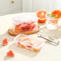 WORTHBUY 8 Grids Ice Cube Tray With Ice Box &amp; Clip Refrigerator Plastic Transparent Ice Mold Reusable Ice Cube Maker For Drinks