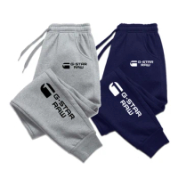 G-Star Raw Print Men Sweatpants Jogging Sports Pants 2024 Autumn Winter Fleece Warm Gyms Trousers Men's Casual Sportswear Pants