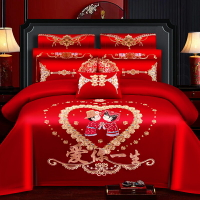 床上用品四件套婚慶歐式大紅色結婚紅色婚房喜被床單被套被單婚禮