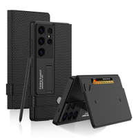 Leather Flip Wallet Case For Samsung Galaxy S24 S23 S25 Ultra Book Case Cards Holder Cover Leather C