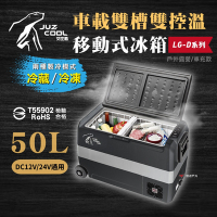 艾比酷 雙槽雙溫控車用冰箱 LG-D50 黑色 行動冰箱 悠遊戶外