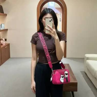 Tas KARL LAGERFELD ROUND DUO IKONIK CHOUPETTTE FUCHSIA PINK LEATHER CAMERA BAG 100% ORIGINAL 21X7X14