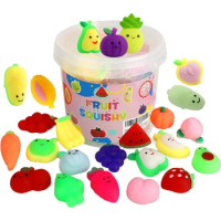 12/36PCS Mini Kawaii Cute Fruit Vegetable Banana Grape Mochi Squishy Squeeze Squishies Toys Stress Relief Anxiety Party Favors