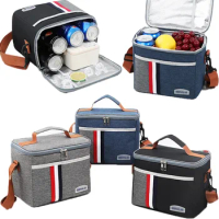 1PC Portable Lunch Bag Food Thermal Box Waterproof Lunch Box Folding Camping Thermal Cooler Bag Shoulder Strap Organizer Case