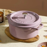Hibiscus Purple Cast Iron Pots, Enameled Cast Iron Cookware Stew Pot, Casserole Pot, Induction Cooker Non Stick Pot Cooking Pots