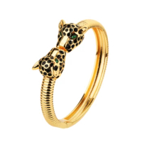 Two Leopard Head Shape Animal Bracelet For Men's Bridal Jewelry Women Bangle