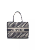Christian Dior 二奢 Pre-loved Christian Dior BOOK TOTE book tote Medium Handbag tote bag canvas off white Navy
