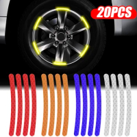 20Pcs Car Wheel Hub Reflective Sticker Tire Rim Luminous Stickers Roadway Safety Warning Reflective Strip for Auto Motorcyclec