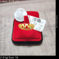 Emas 916,Cincin Oval Xbtk Upr Krw 0.74cm Design:6357<X09C5>91616(M9)-Size: 16