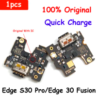 100% Original For Motorola Moto Edge 30 Fusion / Edge S30 Pro USB Charging Board Dock Port Flex Cable With Mic Microphone