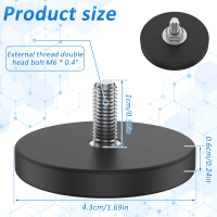 Magnetic Mounting Base, 6 Pieces, 1.7 Inch Round Neodymium Mounting Magnets, M6 Threaded Stud Magnet