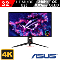 ASUS 華碩 ROG Swift PG32UCDM 32型 4K QD-OLED 240Hz 電競顯示器(0.03ms/HDR400/G-SYNC/90W Type-C)