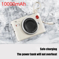 Retro Camera Design Power Bank 10000mah Large Capacity Mini Portable Phone External Battery Wireless Fast Charging Powerbank