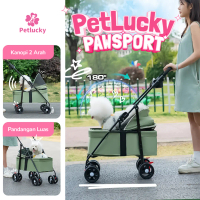 PetLucky Pet Stroller Foldable Anjing Kucing Pet Carrier Outdoor Travel Camping Trolley Kereta Doron